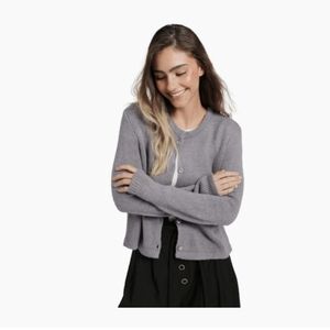 Elegant Women's Gray Button-Up Cardigan